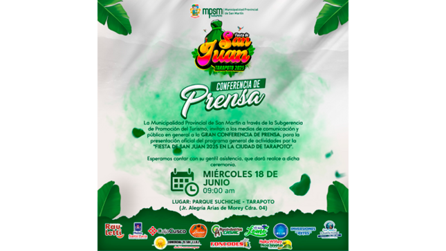 Conferencia de Prensa por la Fiesta de San Juan 2025 en Tarapoto.