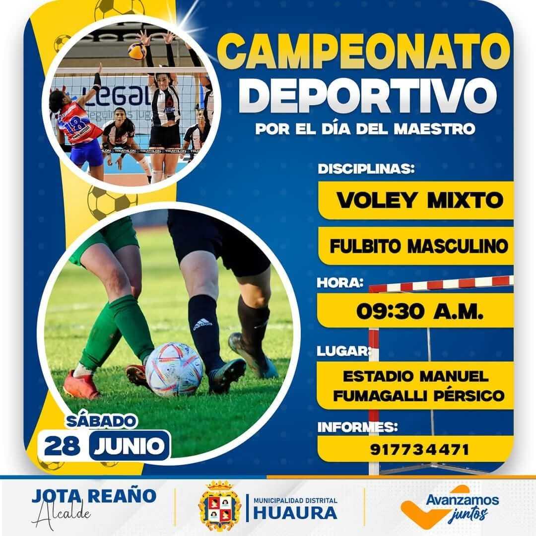 𝗣𝗢𝗥 𝗘𝗟 𝗗𝗜́𝗔 𝗗𝗘𝗟 𝗠𝗔𝗘𝗦𝗧𝗥𝗢 MUNICIPALIDAD ORGANIZA CAMPEONATO INTERINTITUCIONAL DE FULBITO Y VOLEY