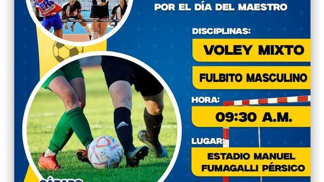 𝗣𝗢𝗥 𝗘𝗟 𝗗𝗜́𝗔 𝗗𝗘𝗟 𝗠𝗔𝗘𝗦𝗧𝗥𝗢 MUNICIPALIDAD ORGANIZA CAMPEONATO INTERINTITUCIONAL DE FULBITO Y VOLEY