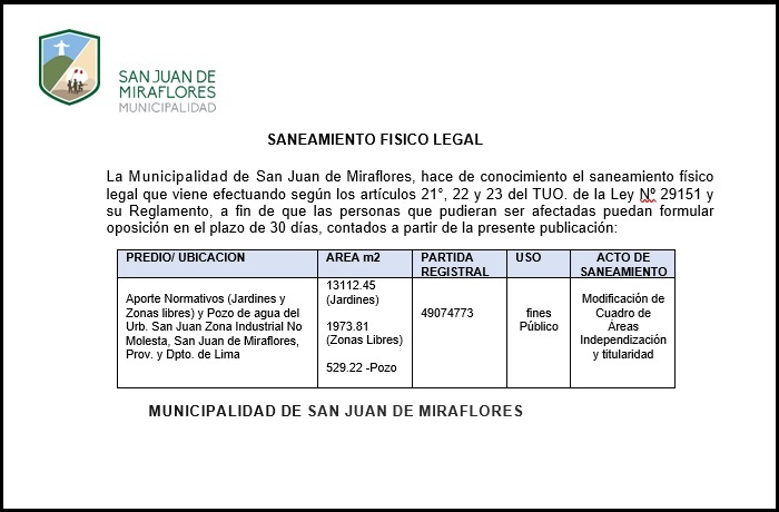 SANEAMIENTO FISICO LEGAL