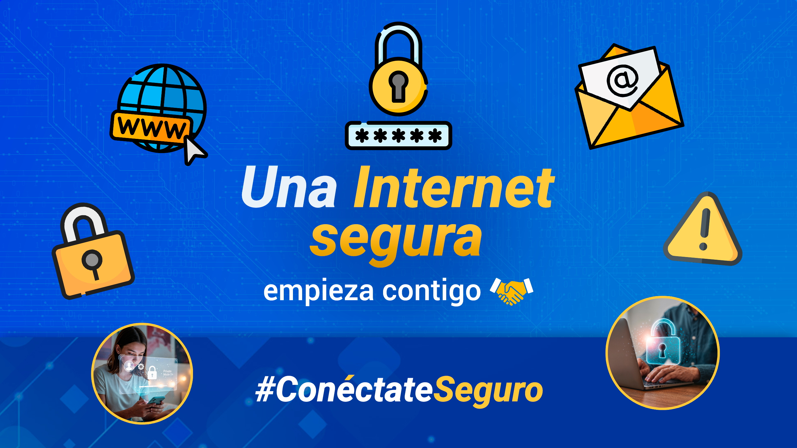 Banner con imágenes relacionadas a seguridad digital.