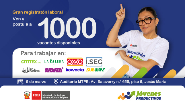 Ven a la Gran Registratón Laboral este 5 de marzo en el Ministerio de Trabajo