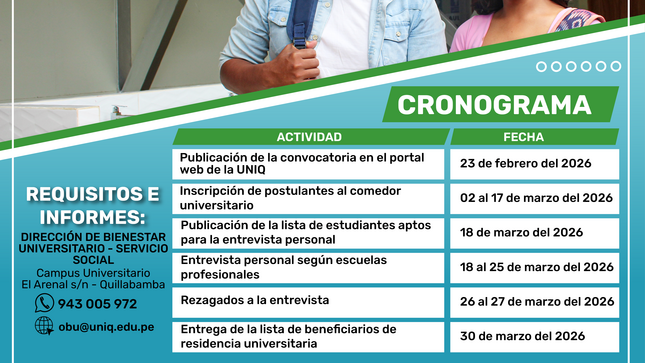 Proceso de selección para el servicio de residencia universitaria 2026