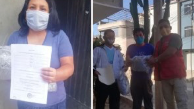 repartiendo mascarillas