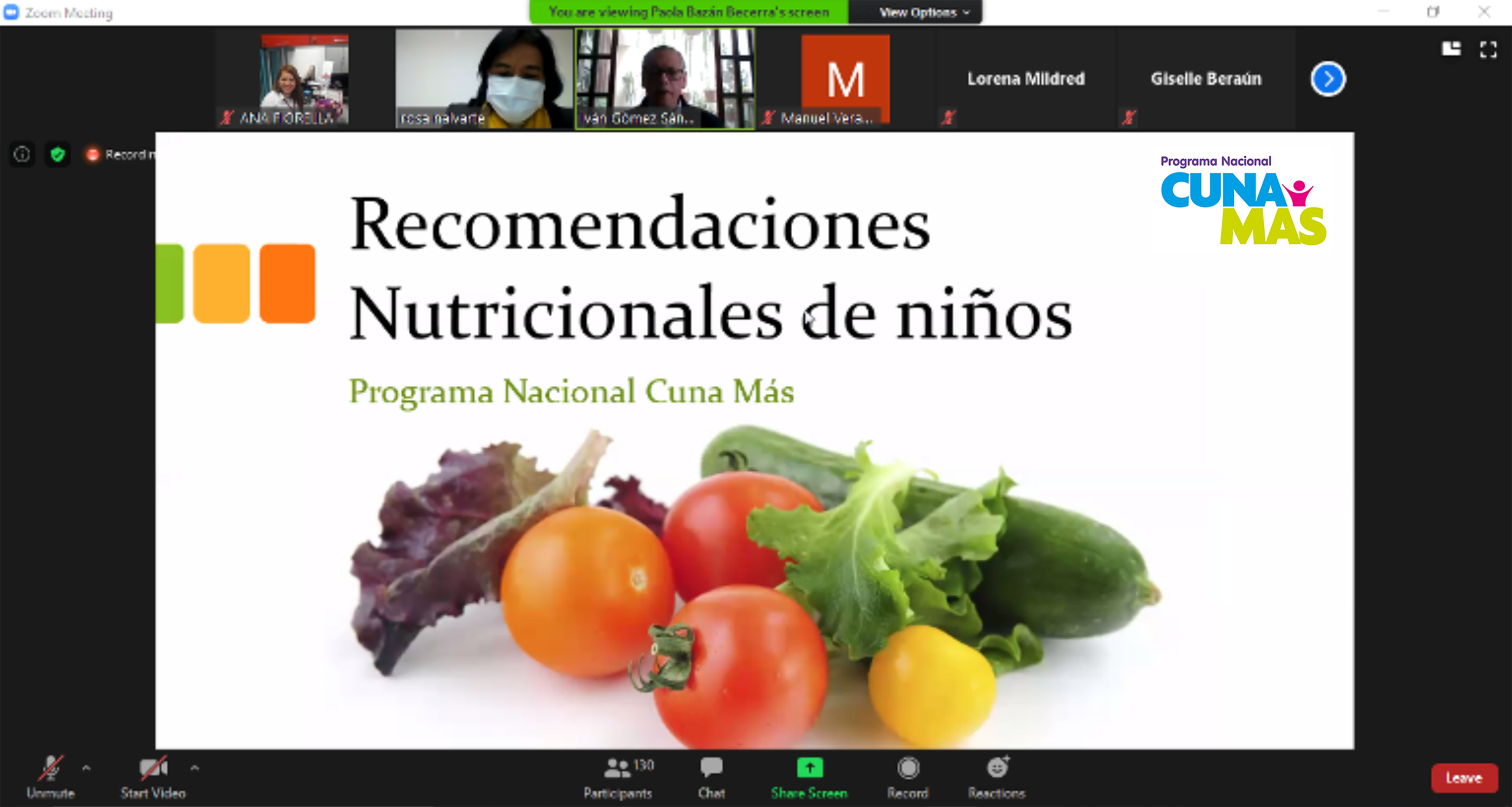 Capacitación para el Fortalecimiento de la calidad de atención alimentaria y nutricional del Programa Nacional Cuna Más.