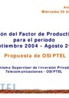 Vista preliminar de documento Presentación en Audiencia Pública "Revisión del Factor de Productividad para el período Septiembre 2004 - Agosto 2007"