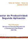Vista preliminar de documento Presentación ante Taller de Trabajo con periodistas de distintos medios "Factor de Productividad: Segunda Aplicación"