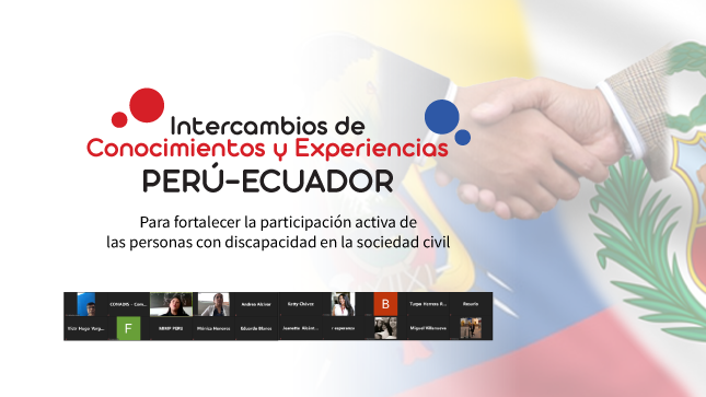 Imagen del encuentro de intercambios de conocimientos y experiencias entre Perú y Ecuador con la foto de los participantes del evento.