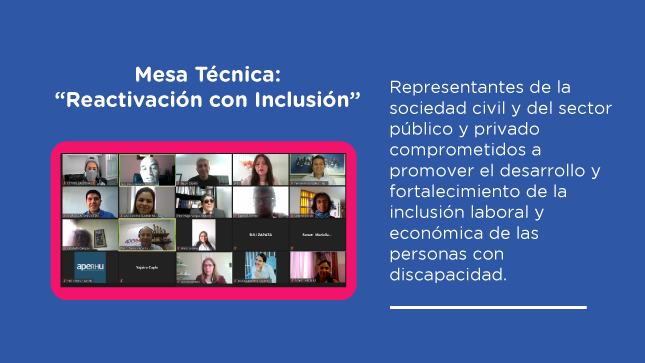 Imagen con los participantes de la mesa técnica: reactivación con inclusión.