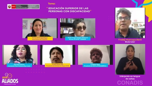 Imagen de los participantes del conversatorio virtual entre aliados.