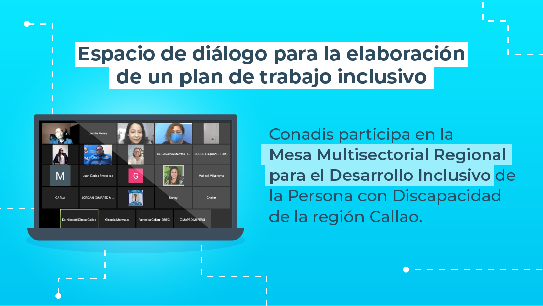 Imagen con los participantes de la mesa multisectorial Regional para el Desarrollo Inclusivo de las Personas con Discapacidad en la región Callao