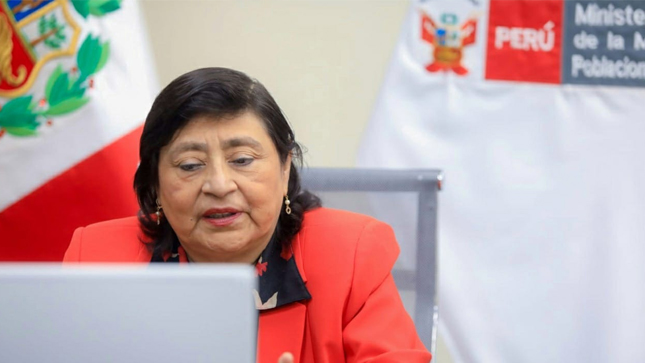 Imagen de la ministra de la Mujer y Poblaciones Vulnerables, Silvia Loli Espinoza, participando del I Encuentro Nacional de Investigación sobre Discapacidad.