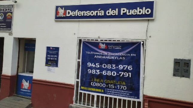 Fachada de la Oficiana de la Defensoría del Pueblo en Andahuaylas 