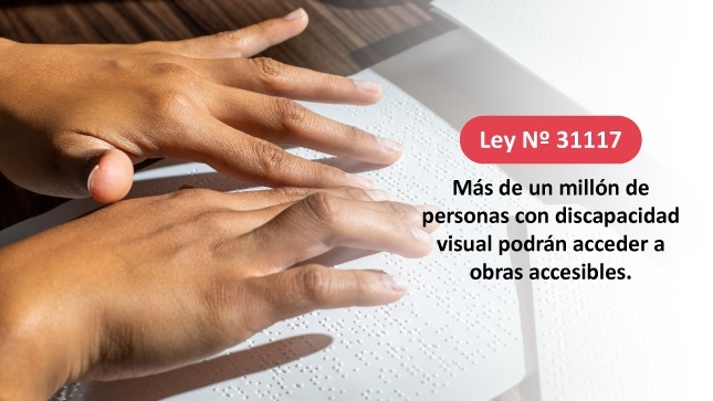 Imagen: Unos dedos leyendo braille. Además el texto dice Un millón y medio de personas accederán a libros y publicaciones de forma accesible y gratuita.