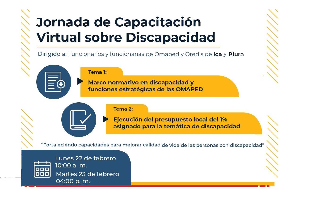 Jornada de capacitaciones se realizarán en Ica, el lunes 22 de febrero a las 10:00 am y en Piura, el martes 23 de febrero a las 04:00 pm.