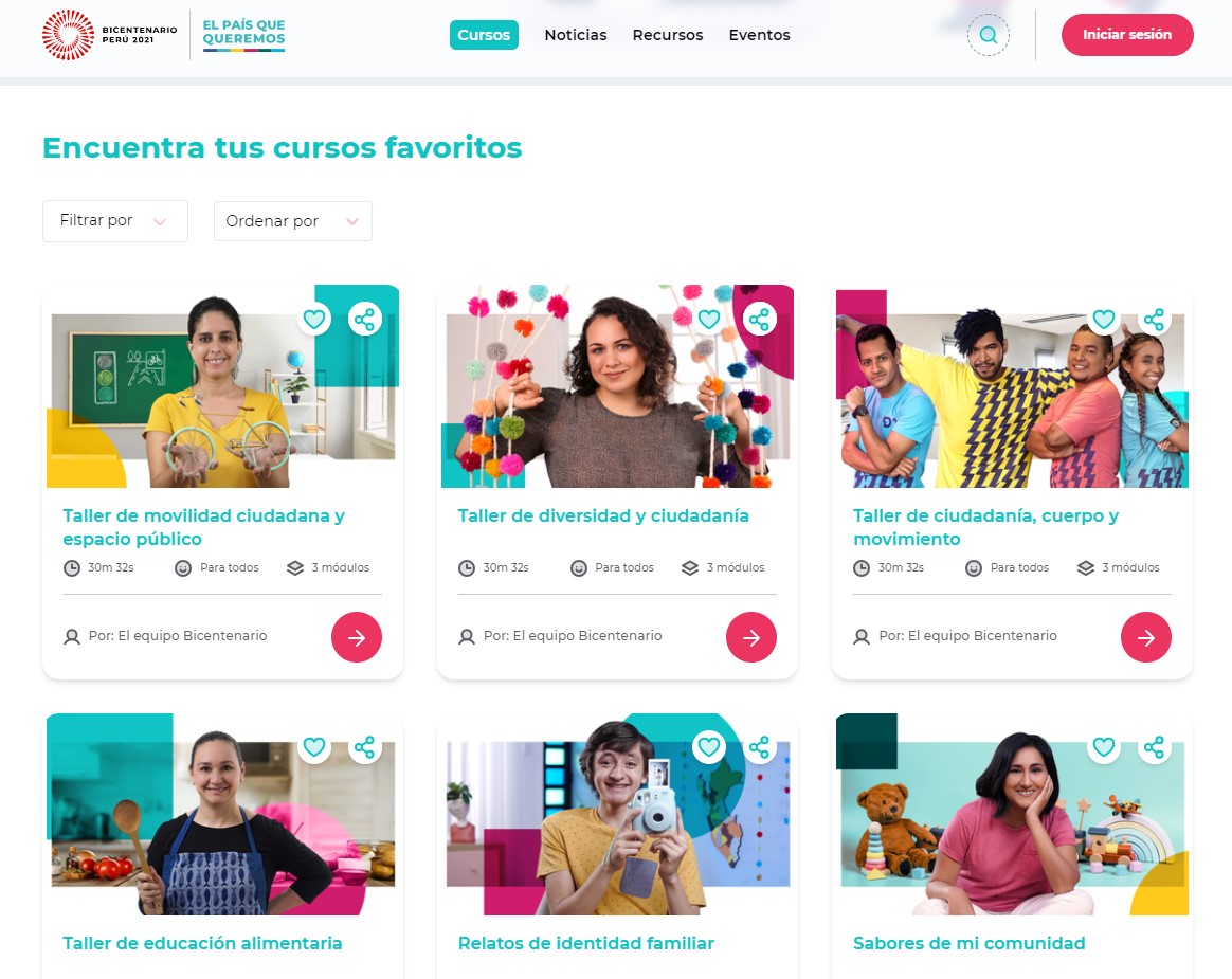 Proyecto Bicentenario lanza plataforma virtual "El país que queremos" con cursos y talleres para fortalecer valores ciudadanos