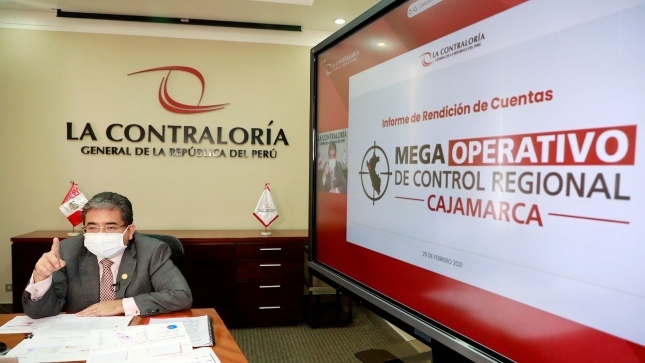 Imagen JPG del Contralor General participando de la rendición de cuentas en el marco del megaoperativo de control regional realizado en Cajamarca.
