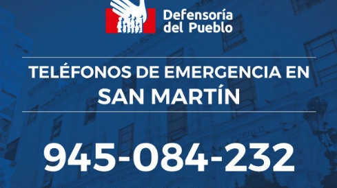 Gráfico con teléfono de emergencia de la oficina de Tarapoto