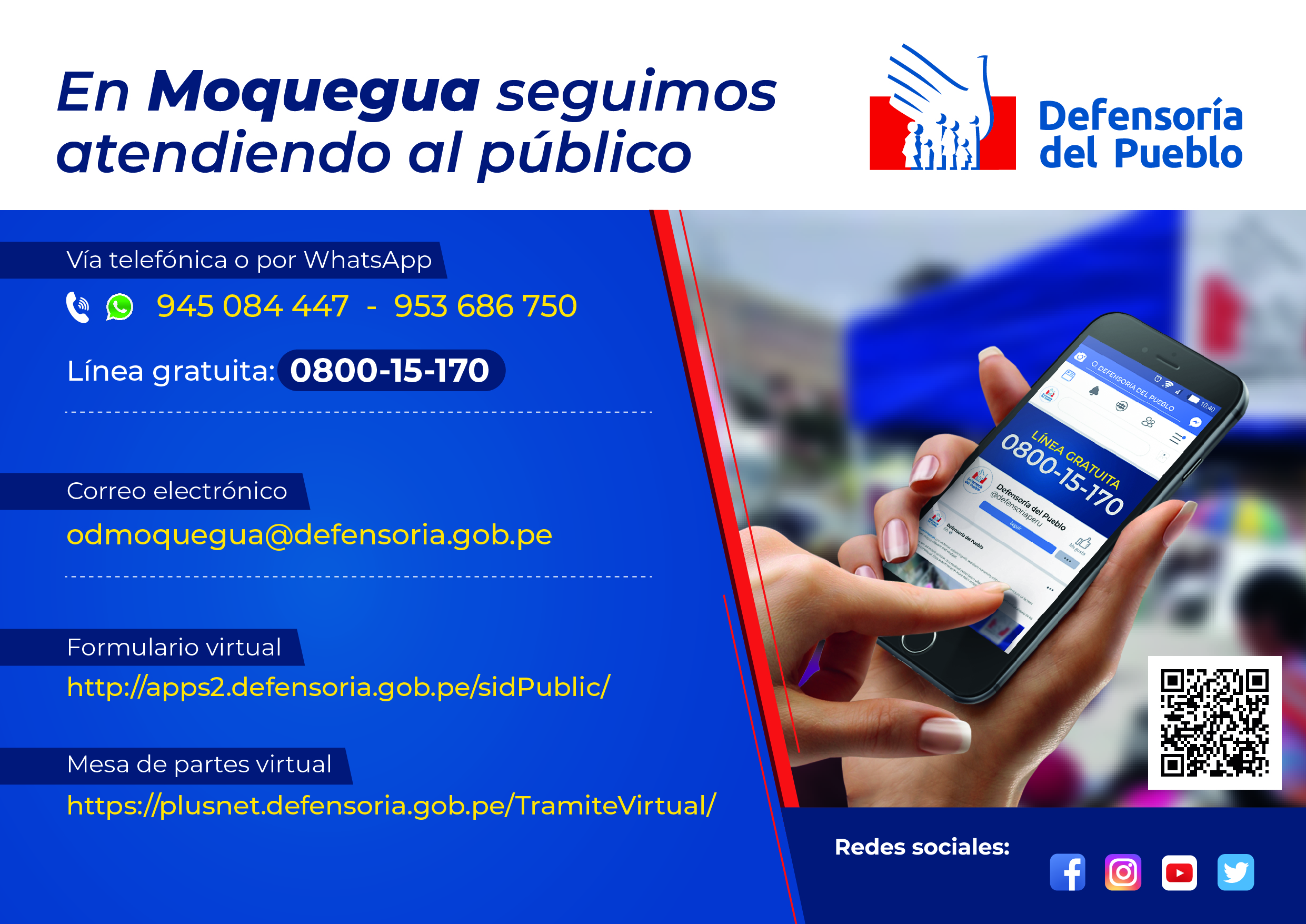 Gráfica de números telefónicos de la oficina defensorial