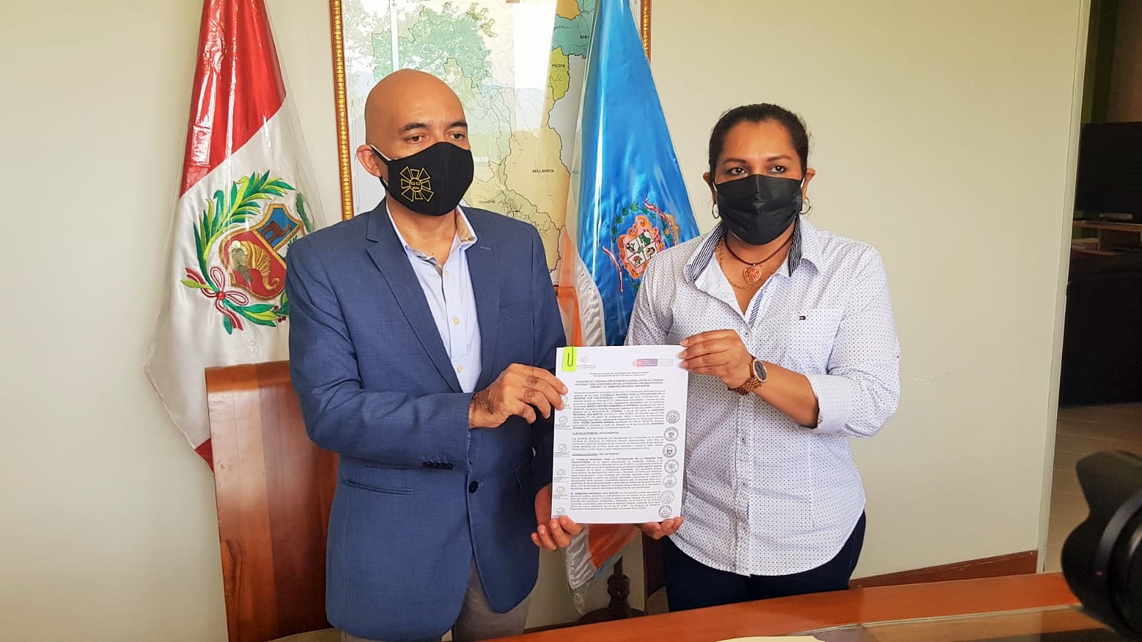 El presidente del Conadis, Marco Antonio Gamarra, y la Vice Gobernadora Regional de San Martín, Nohemi Aguilar Puerta, firmaron convenio para la administración e implementación de su Registro Regional de la Persona con Discapacidad en dicha jurisdicción.
