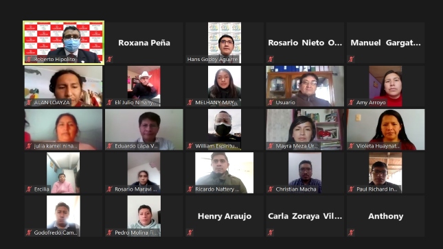 Imagen JPG de diferentes rostros de personas participando de la audiencia pública virtual “La Contraloría te escucha” en la región de Junín.