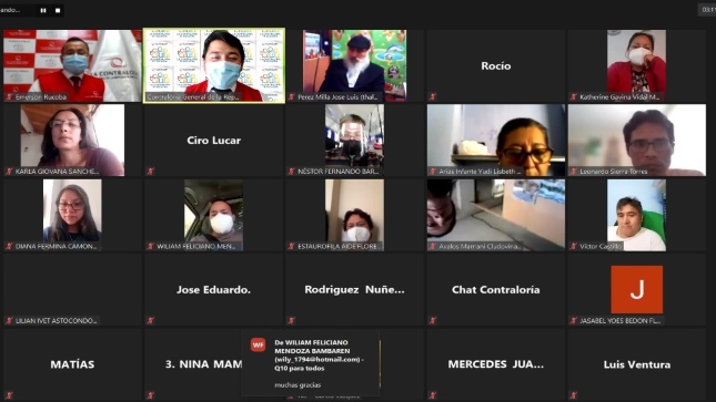 Imagen JPG de varios rostros de personas participando en la Audiencia Pública Virtual “La Contraloría te escucha” en Áncash.