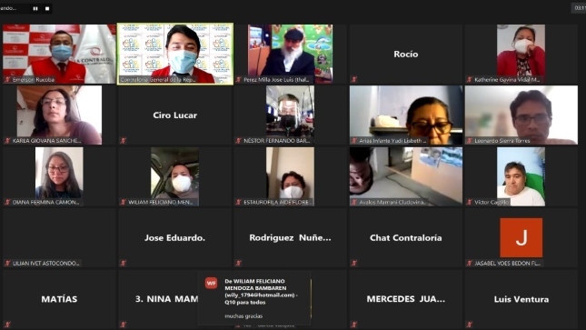 Imagen JPG de varios rostros de personas participando en la Audiencia Pública Virtual “La Contraloría te escucha” en Áncash.