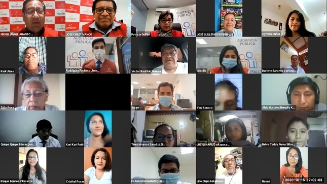 Imagen JPG de diferentes rostros de ciudadanos participando de la Audiencia Pública Virtual “La Contraloría te escucha” en Madre de Dios.