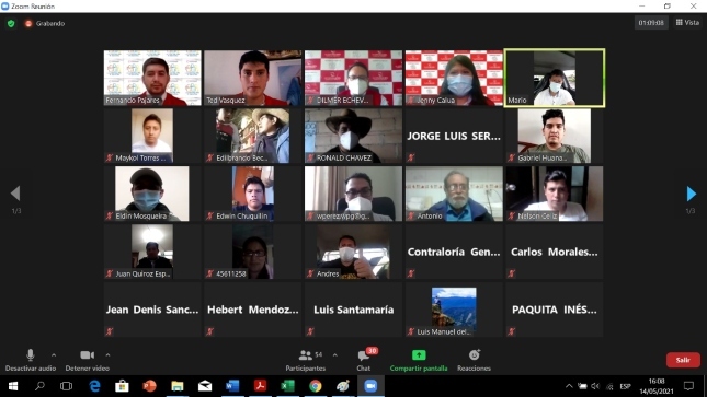 Imagen JPG de diferentes rostros de ciudadanos participando en Audiencia Pública Virtual “La Contraloría te escucha” en la provincia de San Marcos, Cajamarca a través de una plataforma.