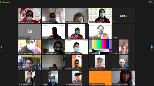 Imagen JPG de varios colaboradores de la Contraloría participando en audiencia pública virtual “La Contraloría te escucha” Puno.