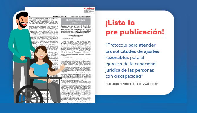 Imágenes de dos personas en silla de ruedas y el contenido del protocolo de ajustes razonables.