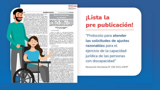 Imágenes de dos personas en silla de ruedas y el contenido del protocolo de ajustes razonables.