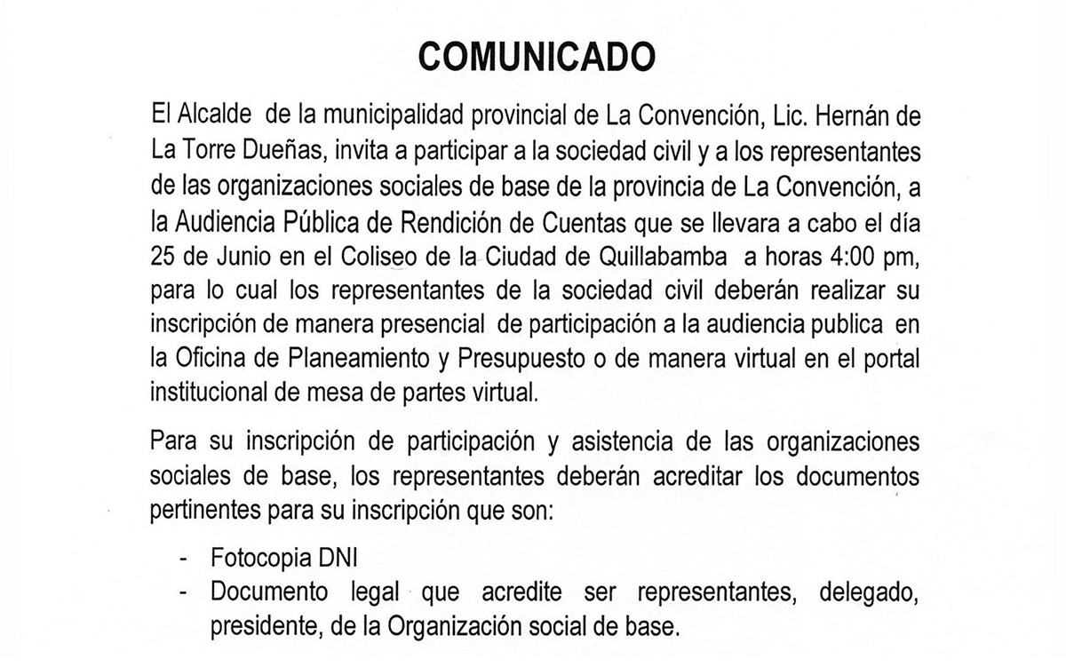 Audiencia Pública de Rendición de Cuentas Periodo 2020