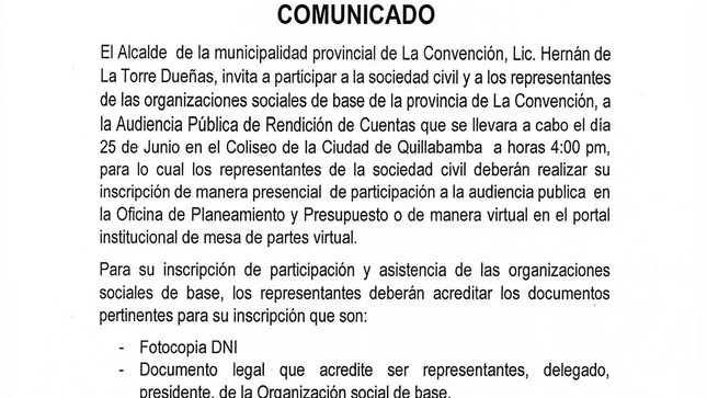 Audiencia Pública de Rendición de Cuentas Periodo 2020