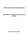 Vista preliminar de documento Política Nacional de Empleo Decente - PED