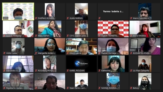 Imagen JPG de diferentes rostros participando de la audiencia pública virtual “La Contraloría te escucha” en Cusco.