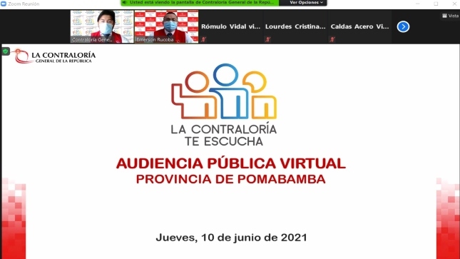 Imagen JPG de diferentes ciudadanos participando de la Audiencia Pública virtual en la provincia de Pomabamba, Áncash.