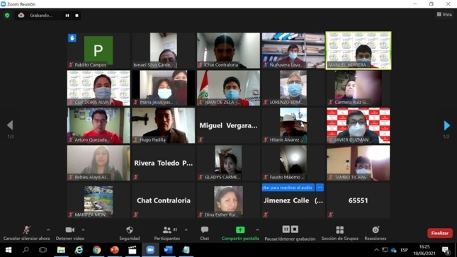 Imagen JPG de diferentes ciudadanos participando en la audiencia pública virtual “La Contraloría te escucha” en La Libertad.