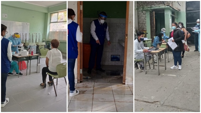 Fotos de vacunación a docentes en Piura