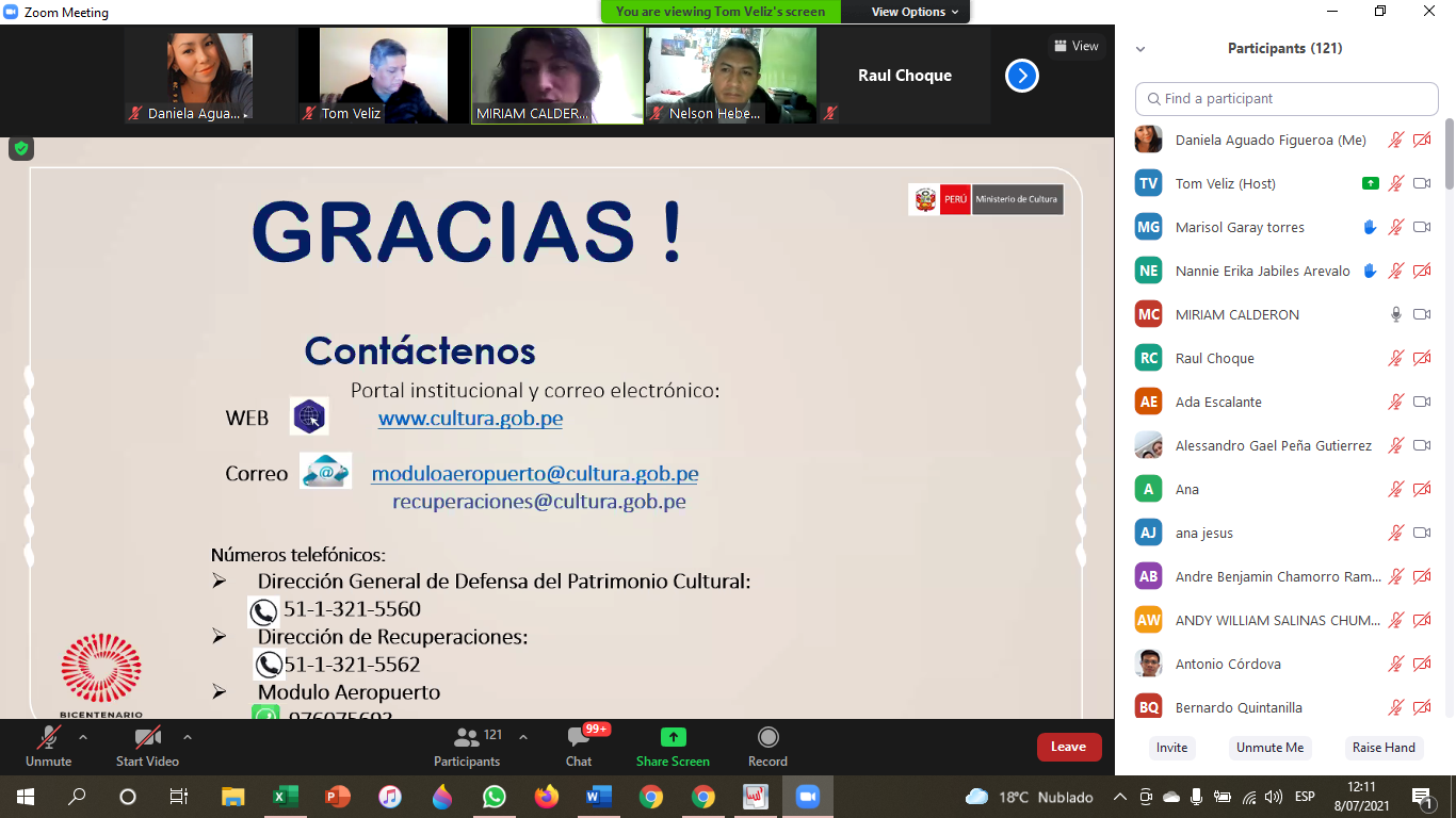 Ministerio de Cultura brindó capacitación a 121 trabajadores de la empresa SECURITAS sobre lucha contra tráfico ilícito de bienes culturales