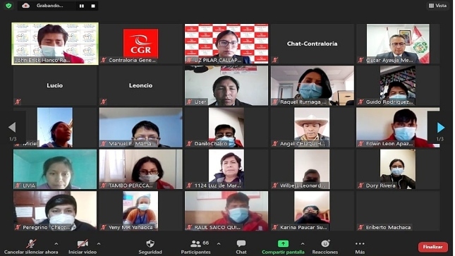 Imagen JPG de diferentes ciudadanos participando en la Audiencia Pública virtual Chumbivilcas, Cusco. 