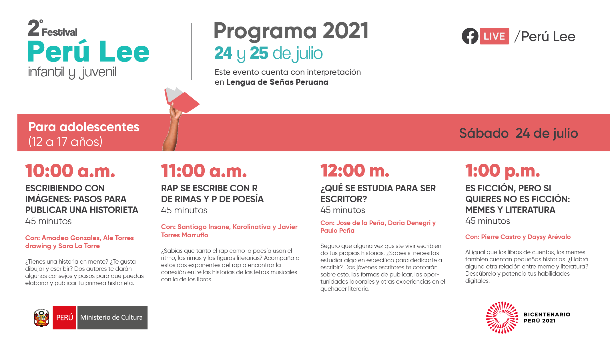 Ministerio de Cultura inaugura 2° Festival Perú Lee Infantil y Juvenil