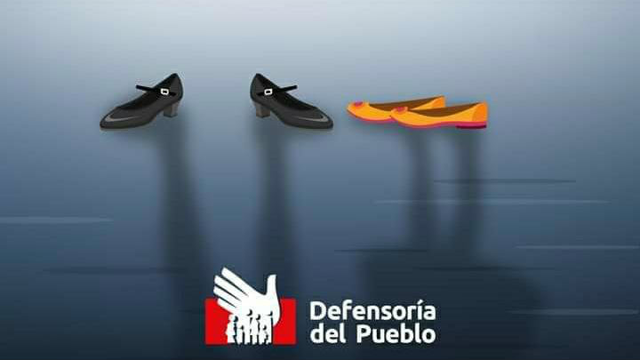 Gráfica de zapatos de mujer con el logo de la Defensoría del Pueblo