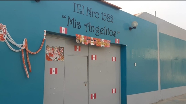 Imagen JPG de de la fachada de la institución educativa inicial N° 1582 Mis Angelitos, ubicada en el distrito de Víctor Larco Herrera, en la provincia de Trujillo.