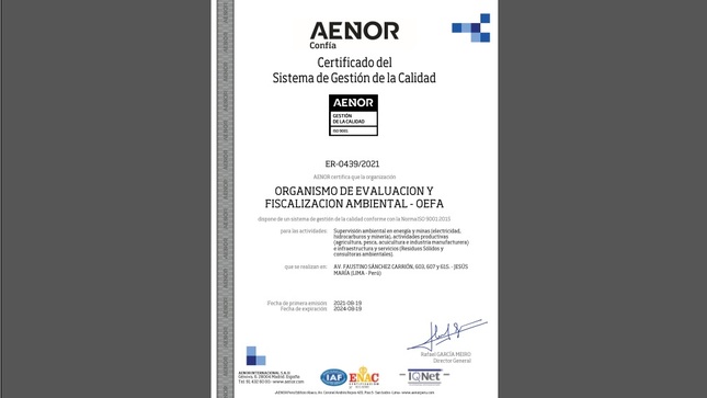 Certificado de AENOR 
