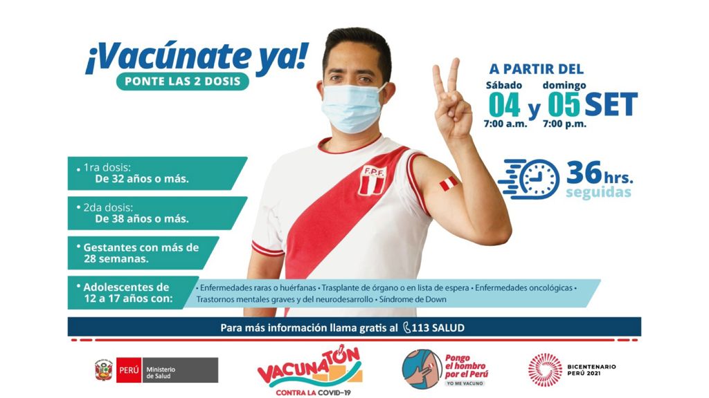 Minsa vacunará a mayores de 32 años durante la séptima Vacunatón contra la COVID-19 que se realizará este 4 y 5 de setiembre