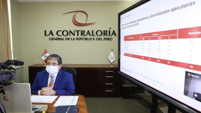  El titular de la Contraloría General de la República, Nelson Shack, se presentó en la sesión virtual de la Comisión de Presupuesto y Cuenta General de la República del Congreso para detallar los resultados de la auditoría a la Cuenta General de la República del año 2020.