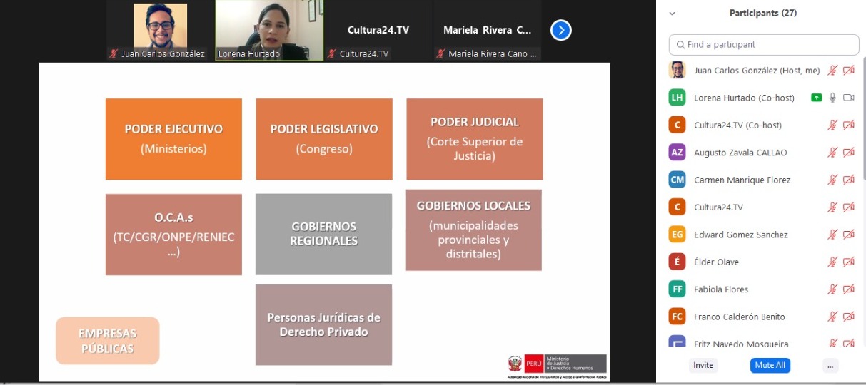 Ministerio de Cultura realizó la segunda clase en línea del programa formativo en participación ciudadana