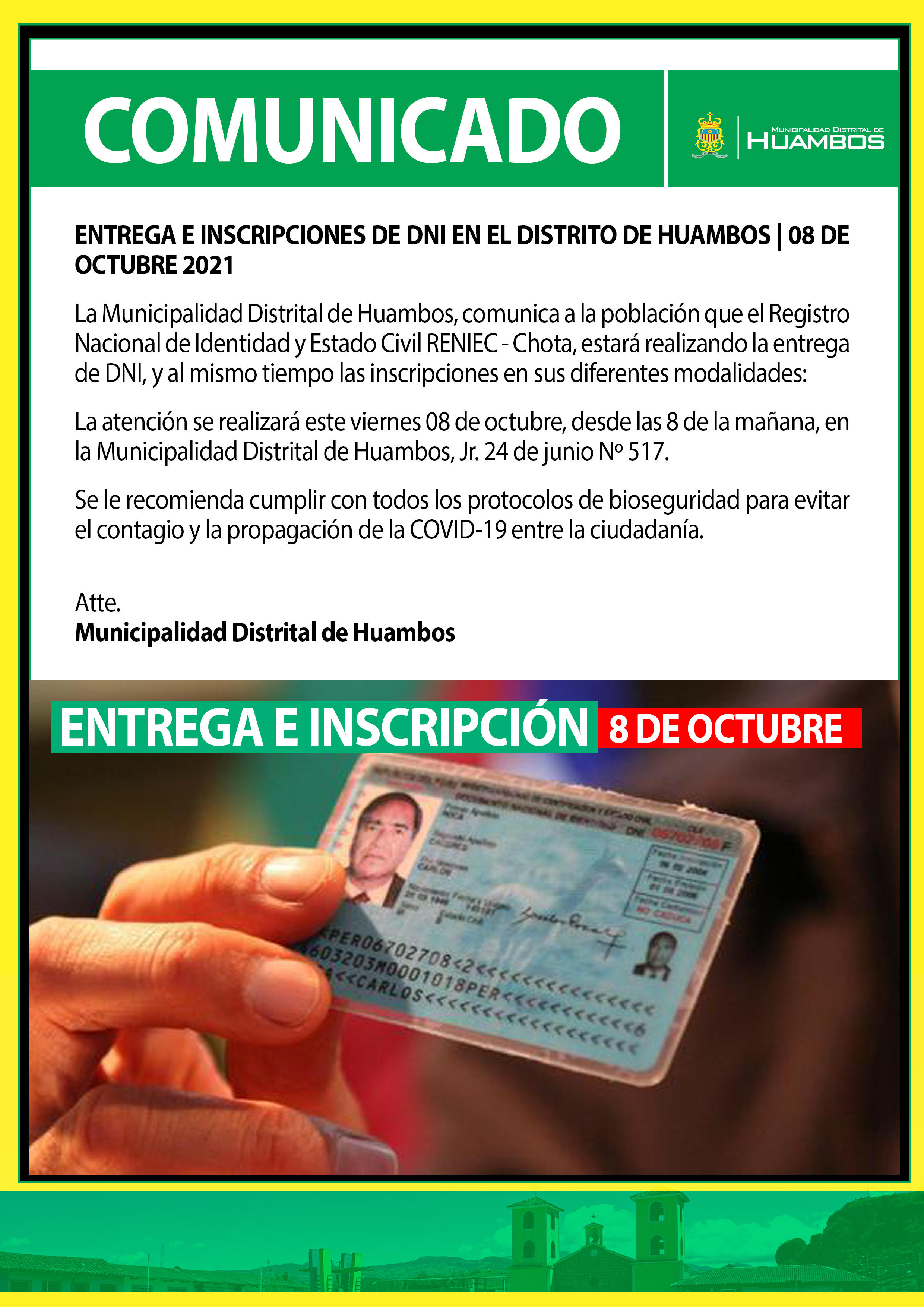 Comunicado entrega e inscripciones de DNI