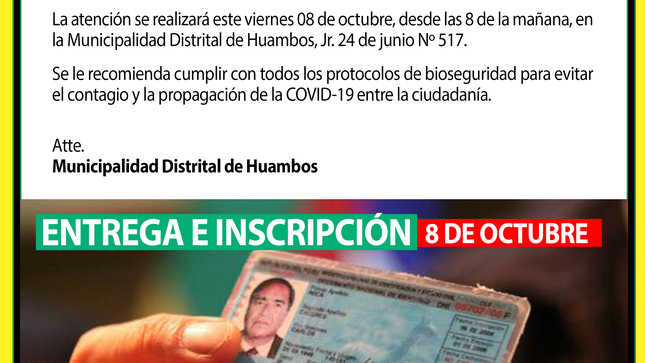 Comunicado entrega e inscripciones de DNI